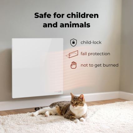 AENO - Painel infravermelho elétrico inteligente 500W temporizador/termostato Wi-Fi branco