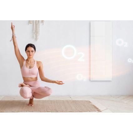 AENO - Painel infravermelho elétrico inteligente com ecrã LED 700W, temporizador/termostato, IP44, Wi‑Fi, branco