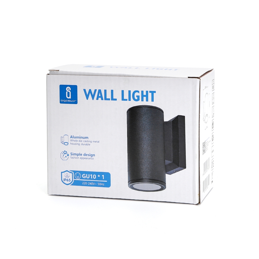 Aigostar - Aplique de parede exterior 1xGU10/230V IP65 preto redondo