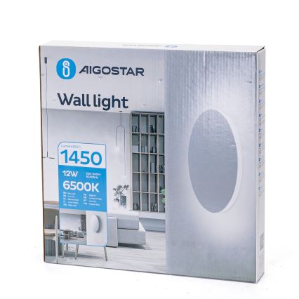 Aigostar - Aplique de parede LED/12W/230V 6500K 25 cm branco
