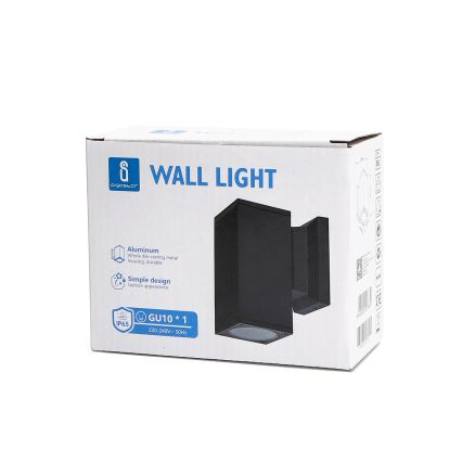 Aigostar - Aplique de parede para exterior 1xGU10/230V IP65 preto quadrado