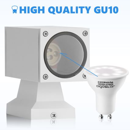Aigostar - Aplique de parede para exterior 2xGU10/230V IP65 branco quadrado