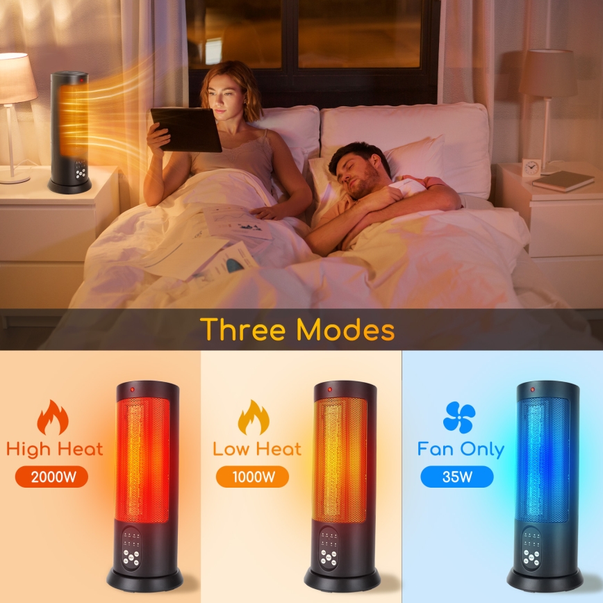 Aigostar - Aquecedor elétrico 1500W/230V com controlo remoto