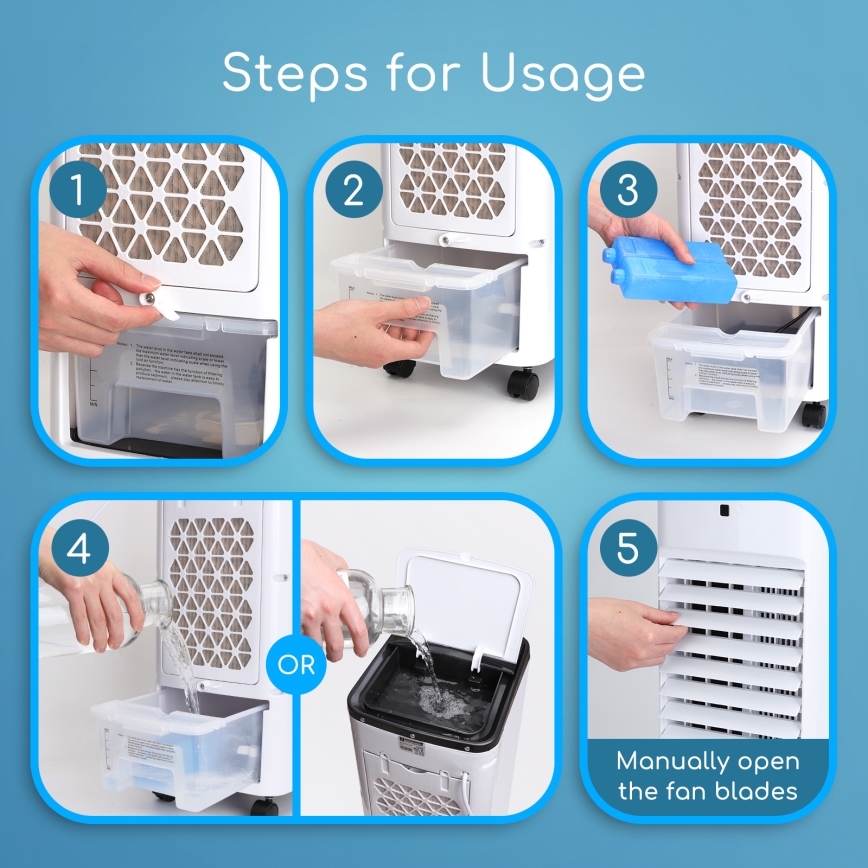 Aigostar - Ar Condicionado Evaporativo 60W/230V branco/preto + controlo remoto