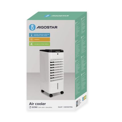 Aigostar - Ar Condicionado Evaporativo 60W/230V branco/preto + controlo remoto