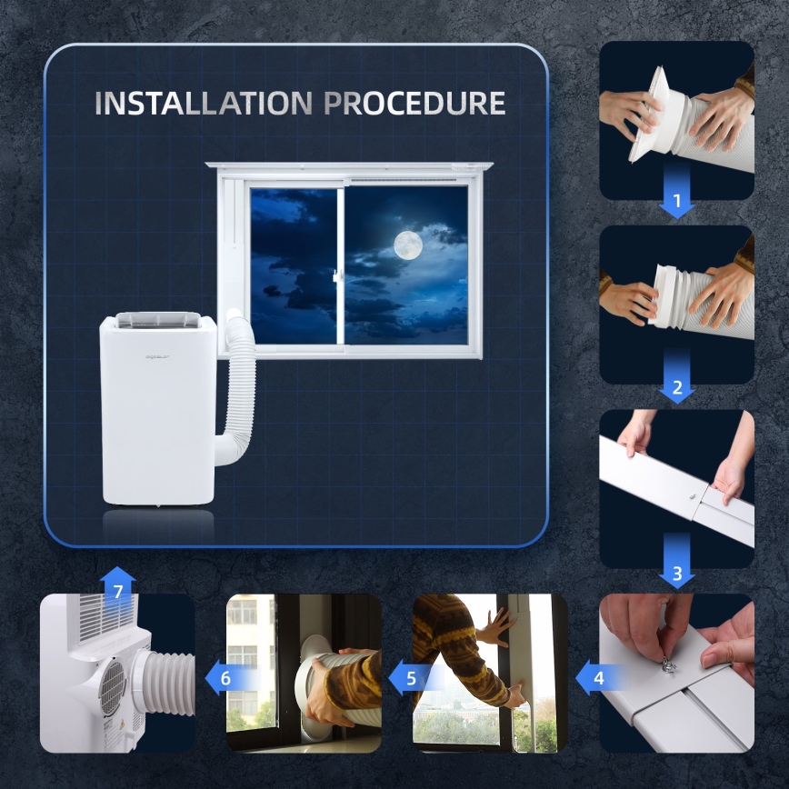 Aigostar - Ar condicionado portátil inteligente 1337W/230V 12000 BTU Wi-Fi branco + controlo remoto