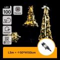 Aigostar - Árvore de Natal LED para exterior 100 LEDs 1,5 m IP44 branco/dourado, branco quente