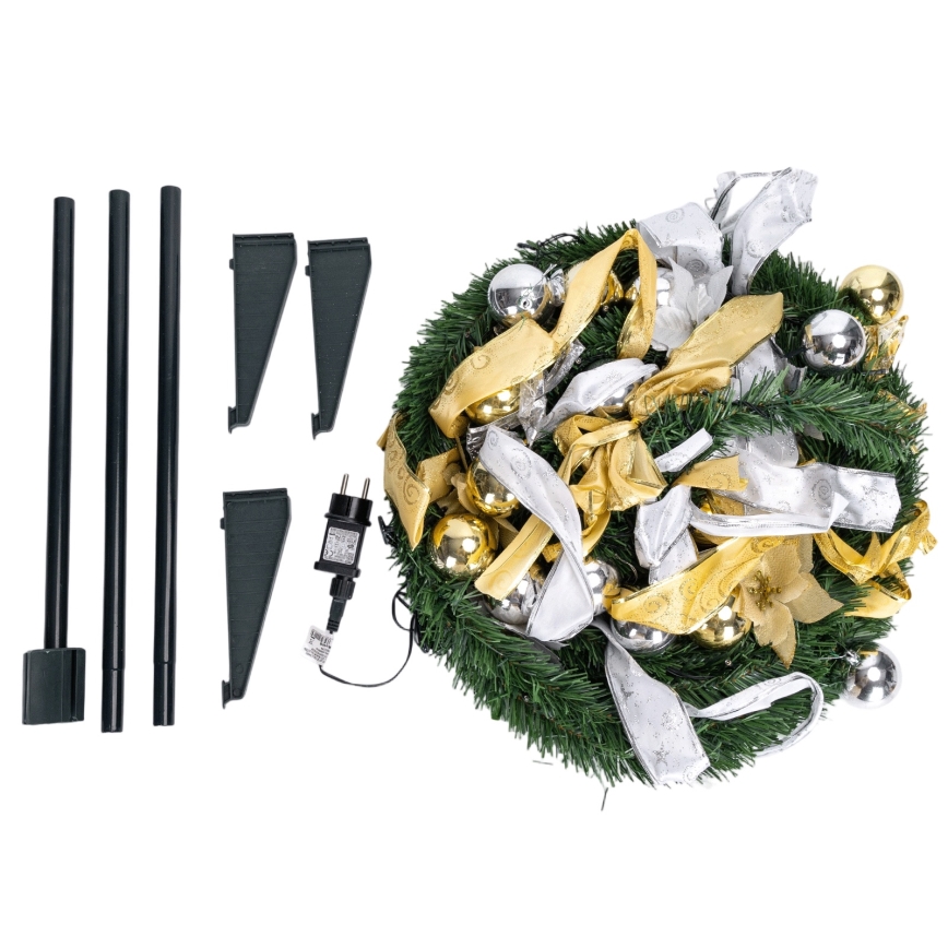 Aigostar - Árvore de Natal LED para exterior 100 LEDs 1,5m IP44 branco/dourado, branco frio