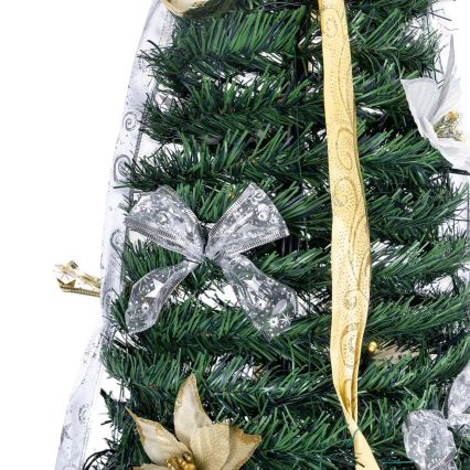 Aigostar - Árvore de Natal LED para exterior 100 LEDs 1,5 m IP44 branco/dourado, branco quente