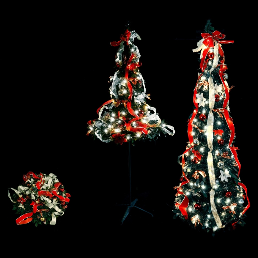 Aigostar - Árvore de Natal LED para exterior 100 LEDs, 1,5 m, IP44, vermelho e branco frio