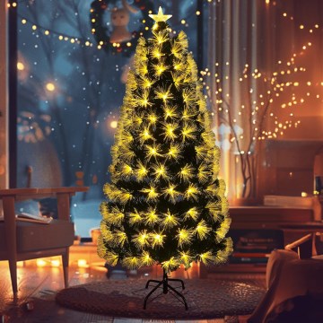 Aigostar - Árvore de Natal LED para exterior 125 LEDs/8 funções 1,2 m IP44 branco quente