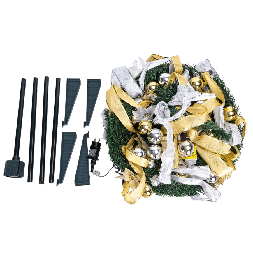 Aigostar - Árvore de Natal LED para exterior 150 LEDs 1,8 m IP44 branco/dourado, branco quente