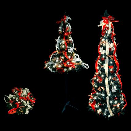 Aigostar - Árvore de Natal LED para exterior, 80 LEDs, 1,2m, IP44, em vermelho e branco frio