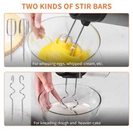 Aigostar - Batedeira portátil 300W/230V preto/cromado mate