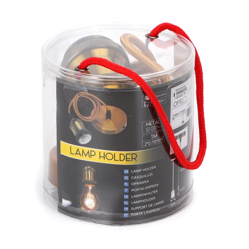 Aigostar - Cabo de carregamento 1xE27/60W/230V dourada