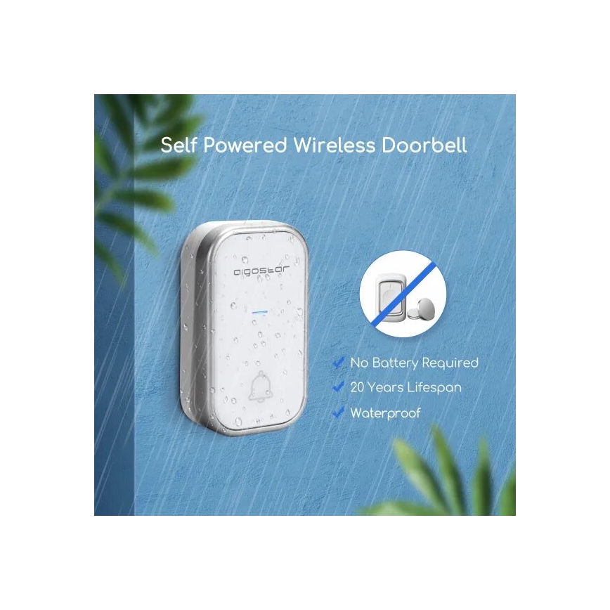 Aigostar - Campainha de tomada sem fios 230V branca
