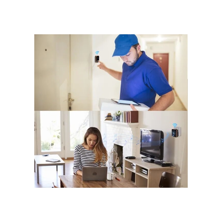 Aigostar - Campainha de tomada sem fios 230V preta