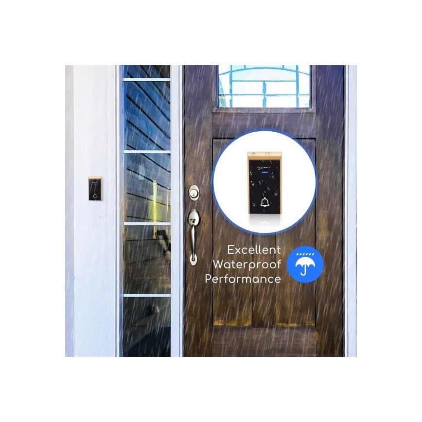 Aigostar - Campainha sem fio 3xAA/12V IP44 preta/cobre