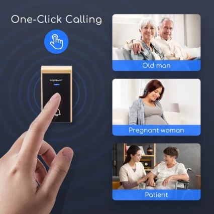 Aigostar - Campainha sem fio 3xAA/12V IP44 preta/cobre