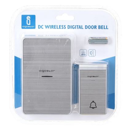 Aigostar - Campainha sem fios 3xAA/12V IP44 prateado