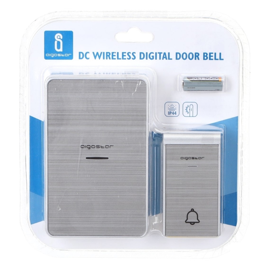 Aigostar - Campainha sem fios 3xAA/12V IP44 prateado
