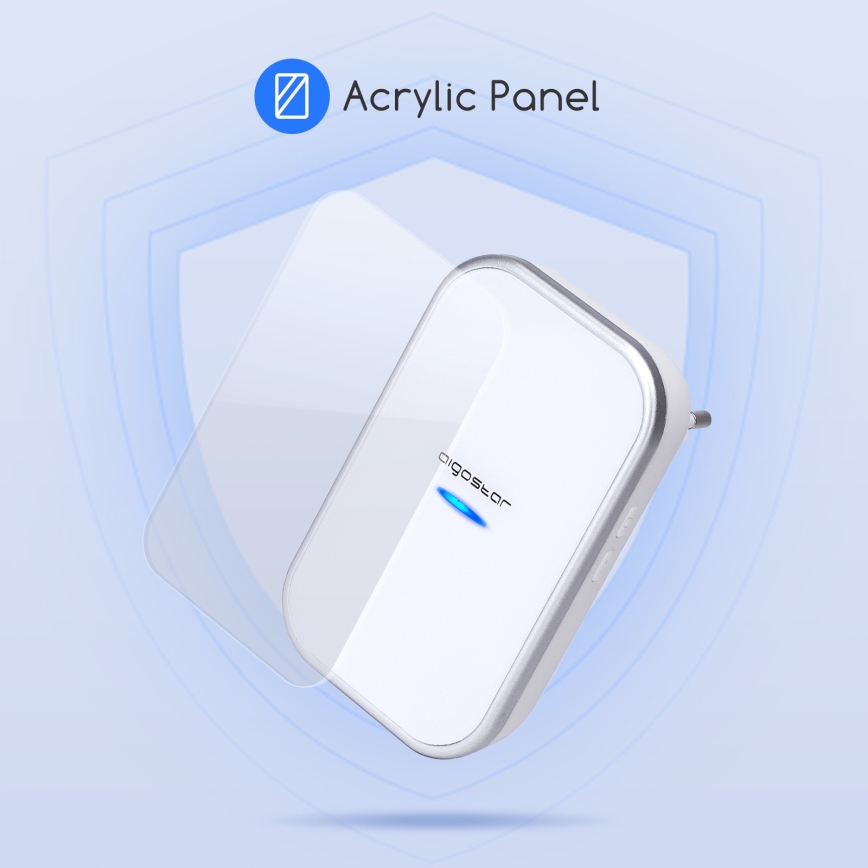 Aigostar - Campainha sem fios para tomada 230V/12V IP44 branca