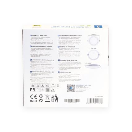 Aigostar - Candeeiro de embutir LED/18W/230V 3000K Ø 22,2 cm branco