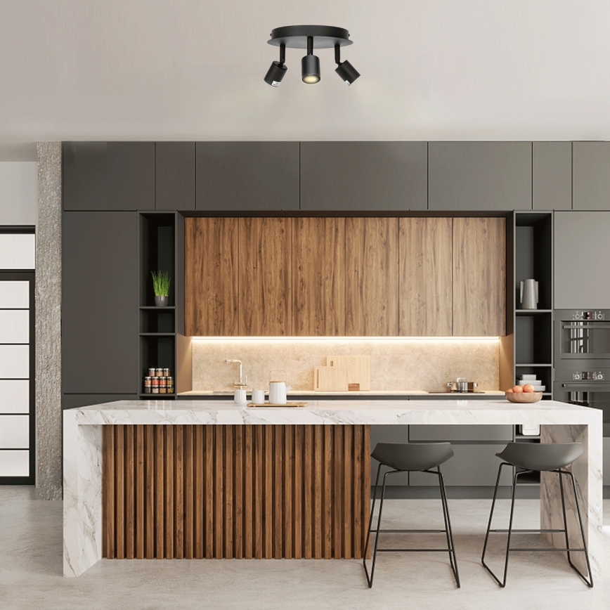 Aigostar - Candeeiro de focos 3xGU10/60W/230V preto