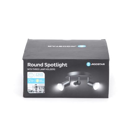 Aigostar - Candeeiro de focos 3xGU10/60W/230V preto