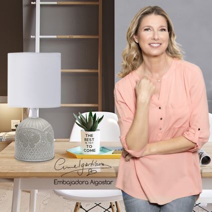 Aigostar - Candeeiro de mesa 1xE14/40W/230V bege/branco