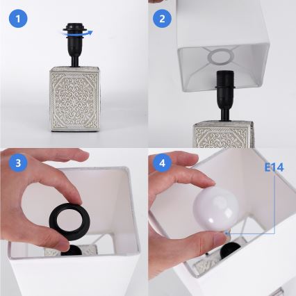 Aigostar - Candeeiro de mesa 1xE14/40W/230V cinzento/branco