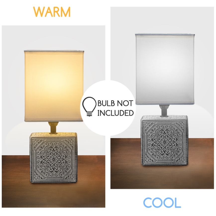 Aigostar - Candeeiro de mesa 1xE14/40W/230V cinzento/branco