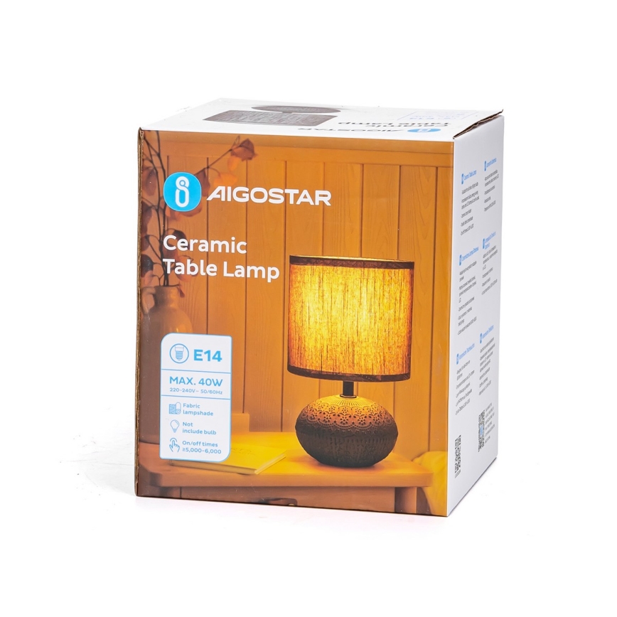 Aigostar - Candeeiro de mesa 1xE14/40W/230V cinzento