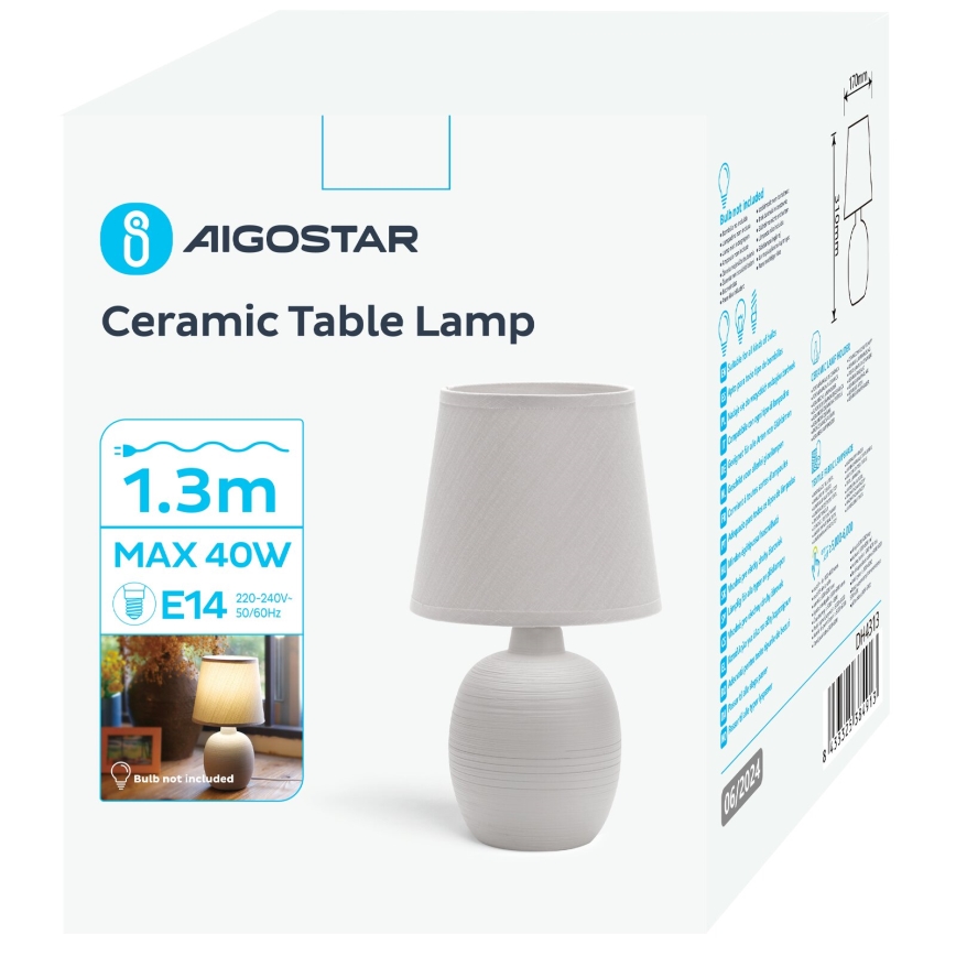 Aigostar - Candeeiro de mesa 1xE14/40W/230V