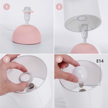 Aigostar - Candeeiro de mesa 1xE14/40W/230V rosa/branco