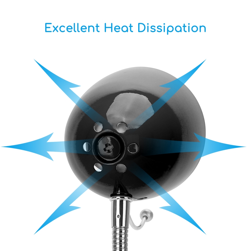 Aigostar - Candeeiro de mesa 1xE27/36W/230V preto/cromado brilhante