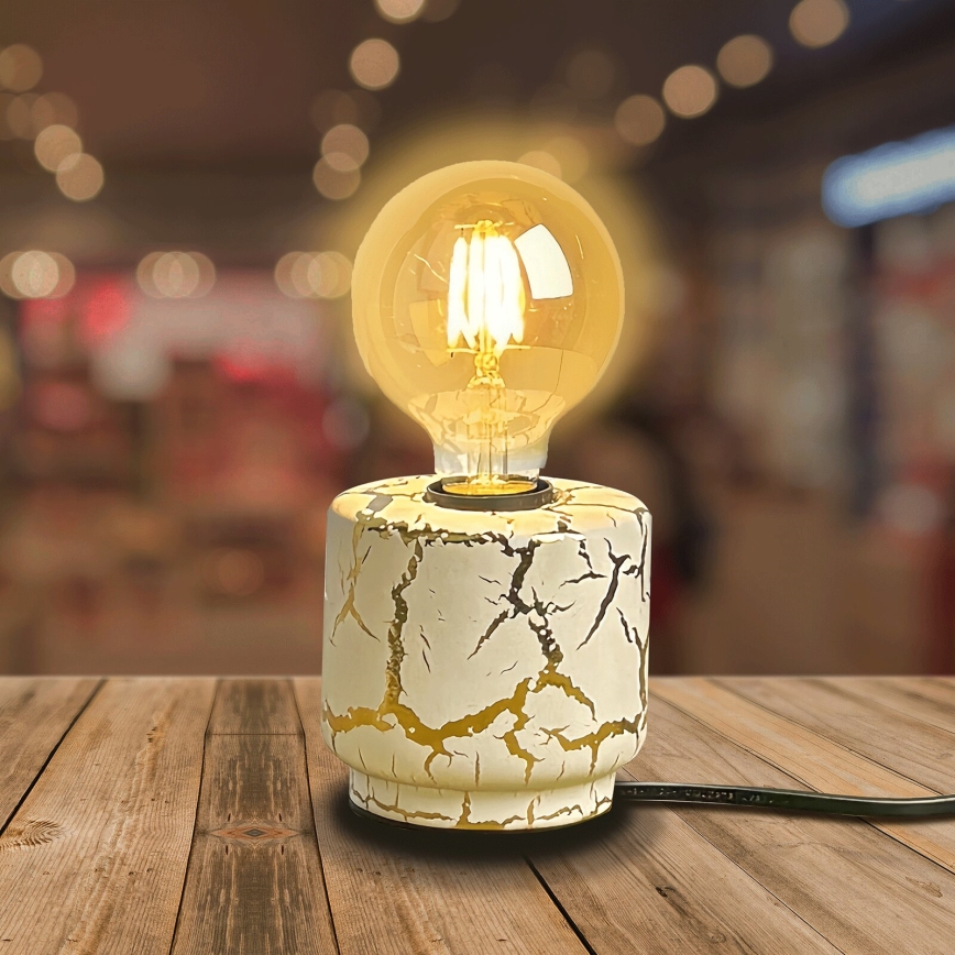 Aigostar - Candeeiro de mesa 1xE27/60W/230V branco/dourado