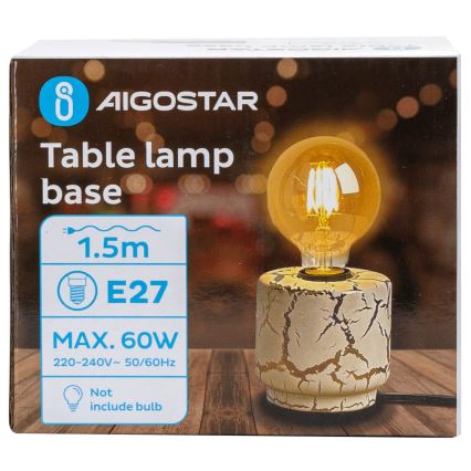 Aigostar - Candeeiro de mesa 1xE27/60W/230V branco/dourado