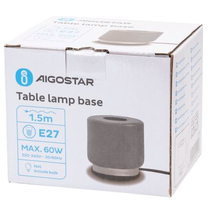Aigostar - Candeeiro de mesa 1xE27/60W/230V cinzento