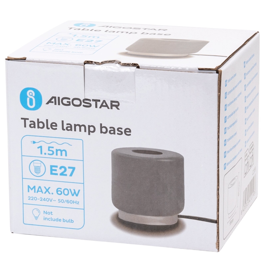 Aigostar - Candeeiro de mesa 1xE27/60W/230V cinzento