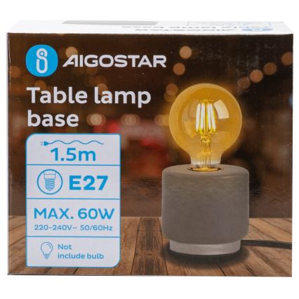 Aigostar - Candeeiro de mesa 1xE27/60W/230V cinzento