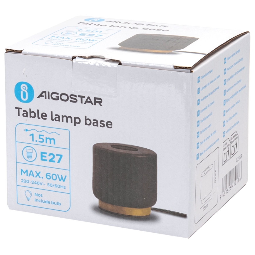 Aigostar - Candeeiro de mesa 1xE27/60W/230V preto