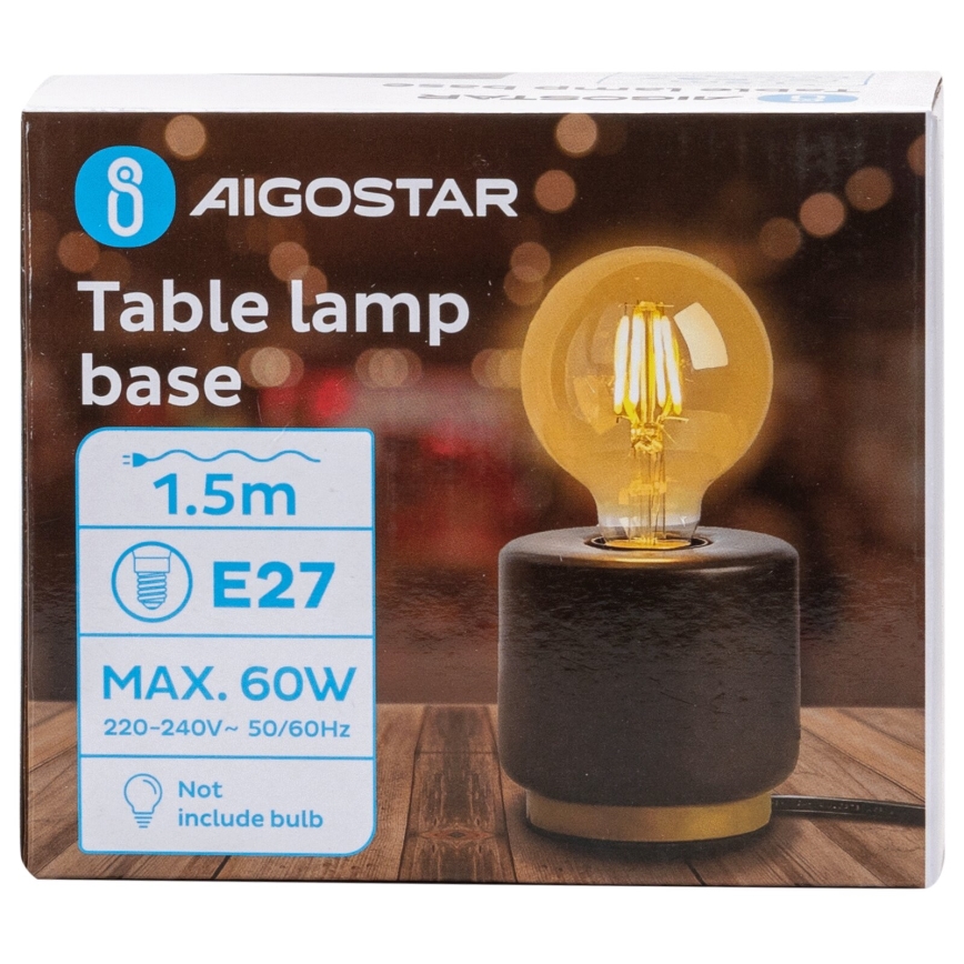 Aigostar - Candeeiro de mesa 1xE27/60W/230V preto