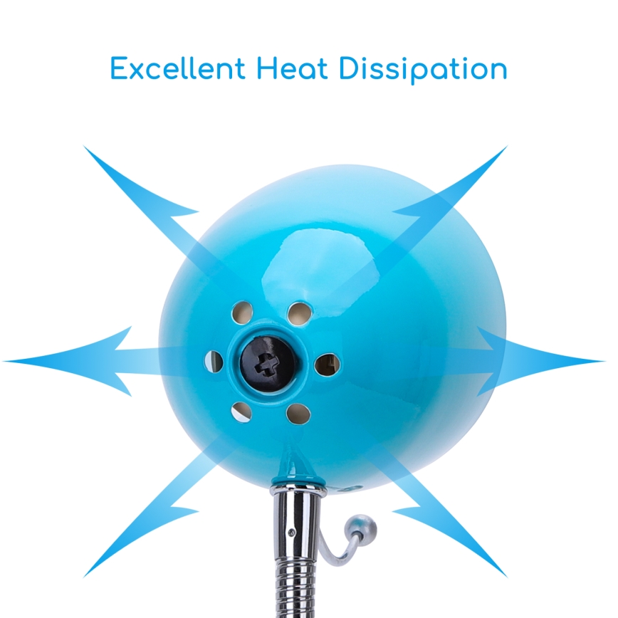 Aigostar -  Candeeiro de mesa com clipe 1xE27/11W/230V azul/cromado brilhante