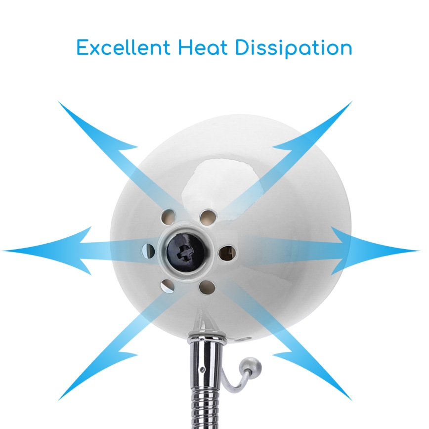 Aigostar -  Candeeiro de mesa com clipe 1xE27/11W/230V branco/cromado brilhante