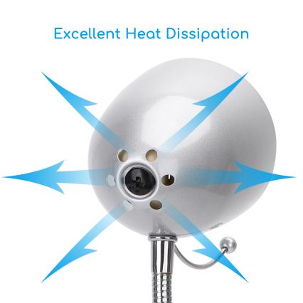 Aigostar -  Candeeiro de mesa com clipe 1xE27/11W/230V prateado/cromado brilhante