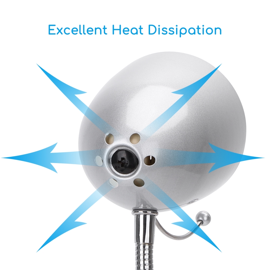 Aigostar -  Candeeiro de mesa com clipe 1xE27/11W/230V prateado/cromado brilhante