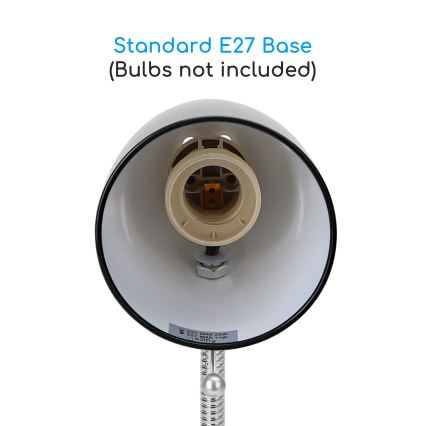 Aigostar -  Candeeiro de mesa com clipe 1xE27/11W/230V preto/cromado brilhante