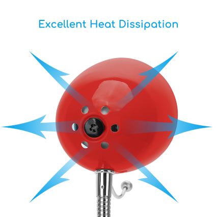 Aigostar - Candeeiro de mesa com clipe 1xE27/11W/230V vermelho/cromado brilhante