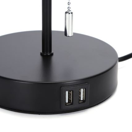 Aigostar - Candeeiro de mesa com porta USB 1xE27/40W/230V preto